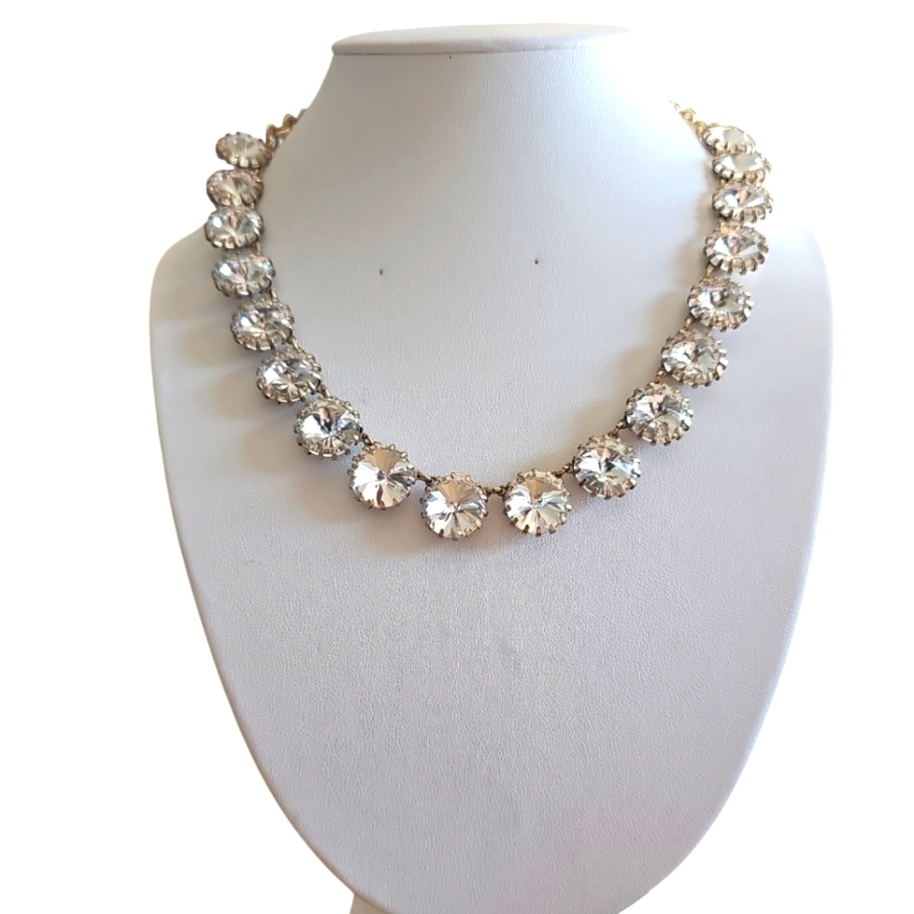 J. Crew Venus Flytrap Fly Trap Claw Prong Rivoli Pointed Stones Clear Necklace